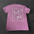 Berry purple T-shirt with white 'but God' faith graphic and bow