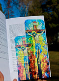 Handmade Christian bookmark with mosaic-style Jesus on the cross illustration