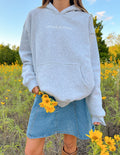 Heather grey unisex pullover hoodie with hood and front kangaroo pocket