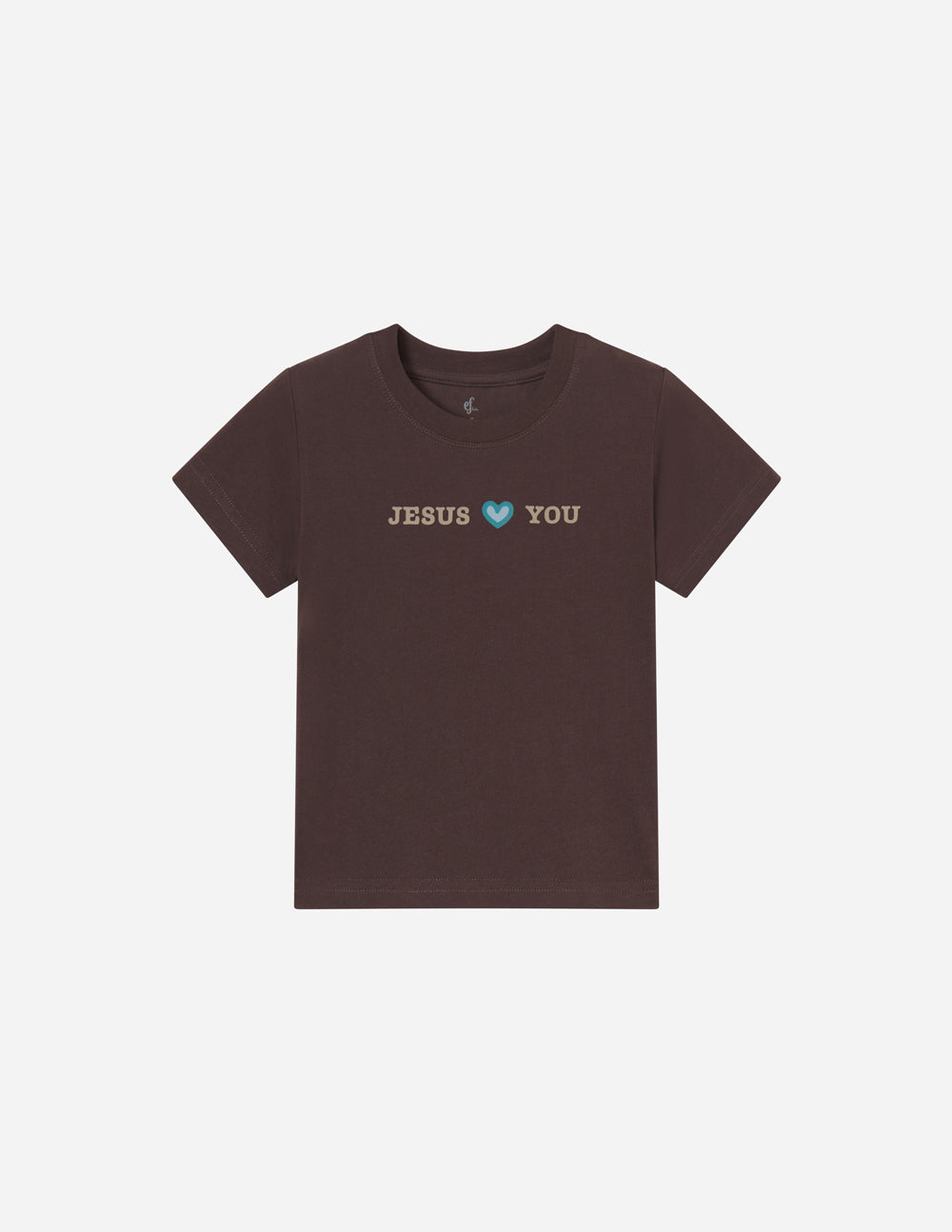 Kids brown “JESUS YOU” graphic T-shirt, short sleeves, crew neck