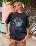 Black heavyweight crewneck tee with 'Jesus Walks Forever' front graphic
