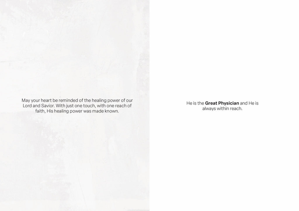 Greeting card with interior verse text in the bottom left corner