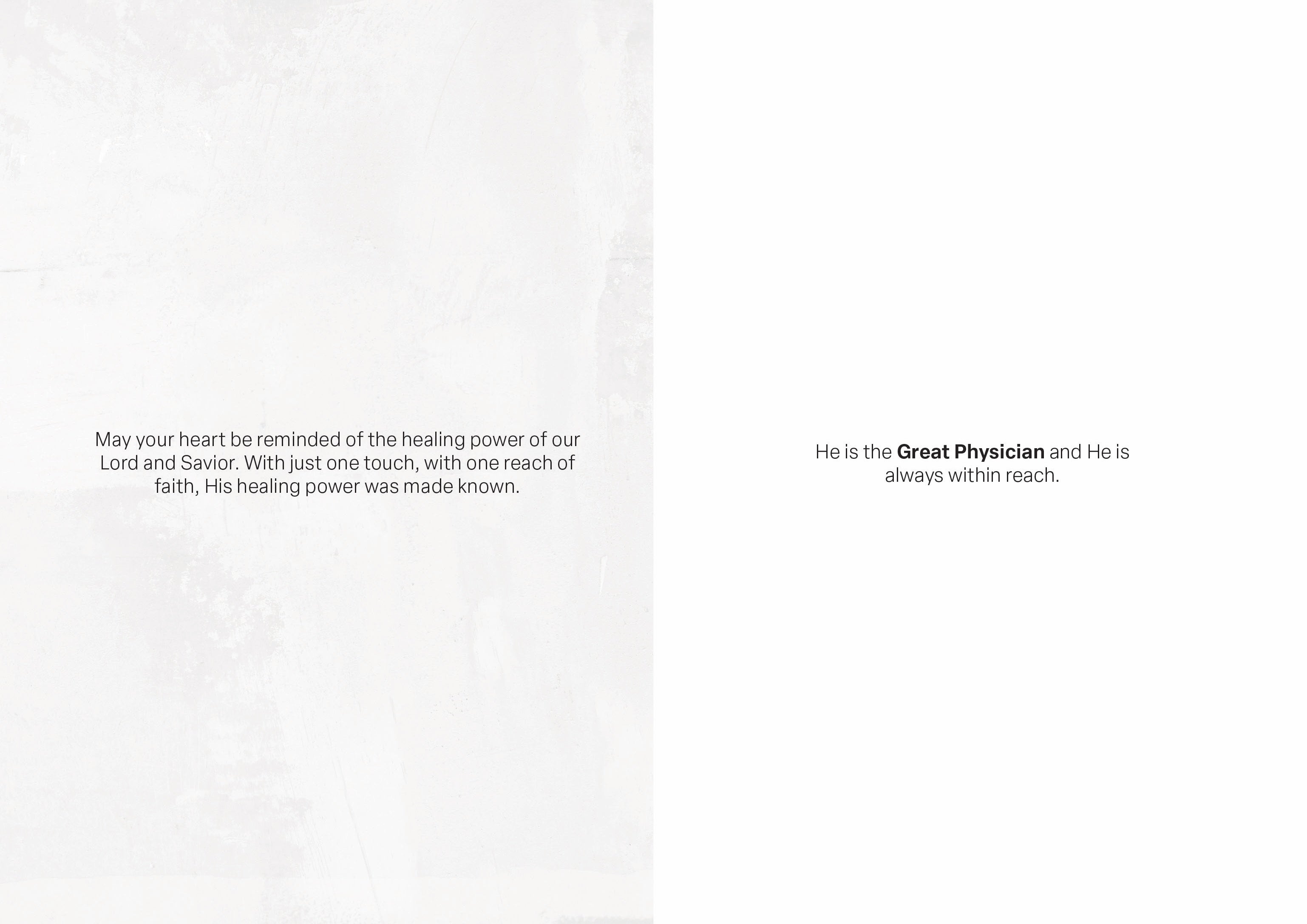 Greeting card with interior verse text in the bottom left corner