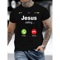 Black Christian religious T-shirt with “Jesus calling…” and Accept/Decline icons