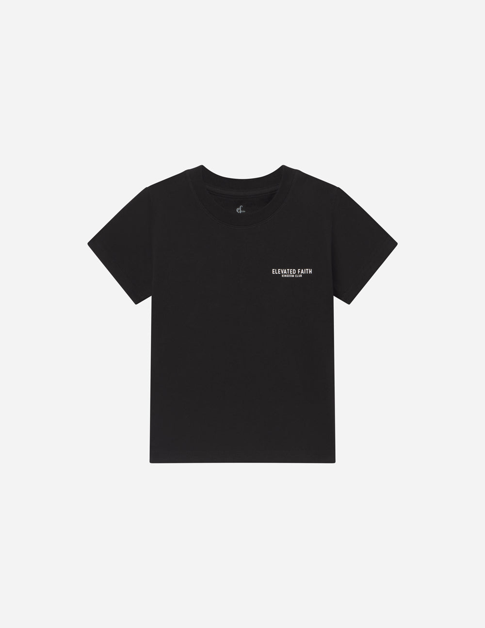Kids black crew-neck t-shirt with small chest logo print