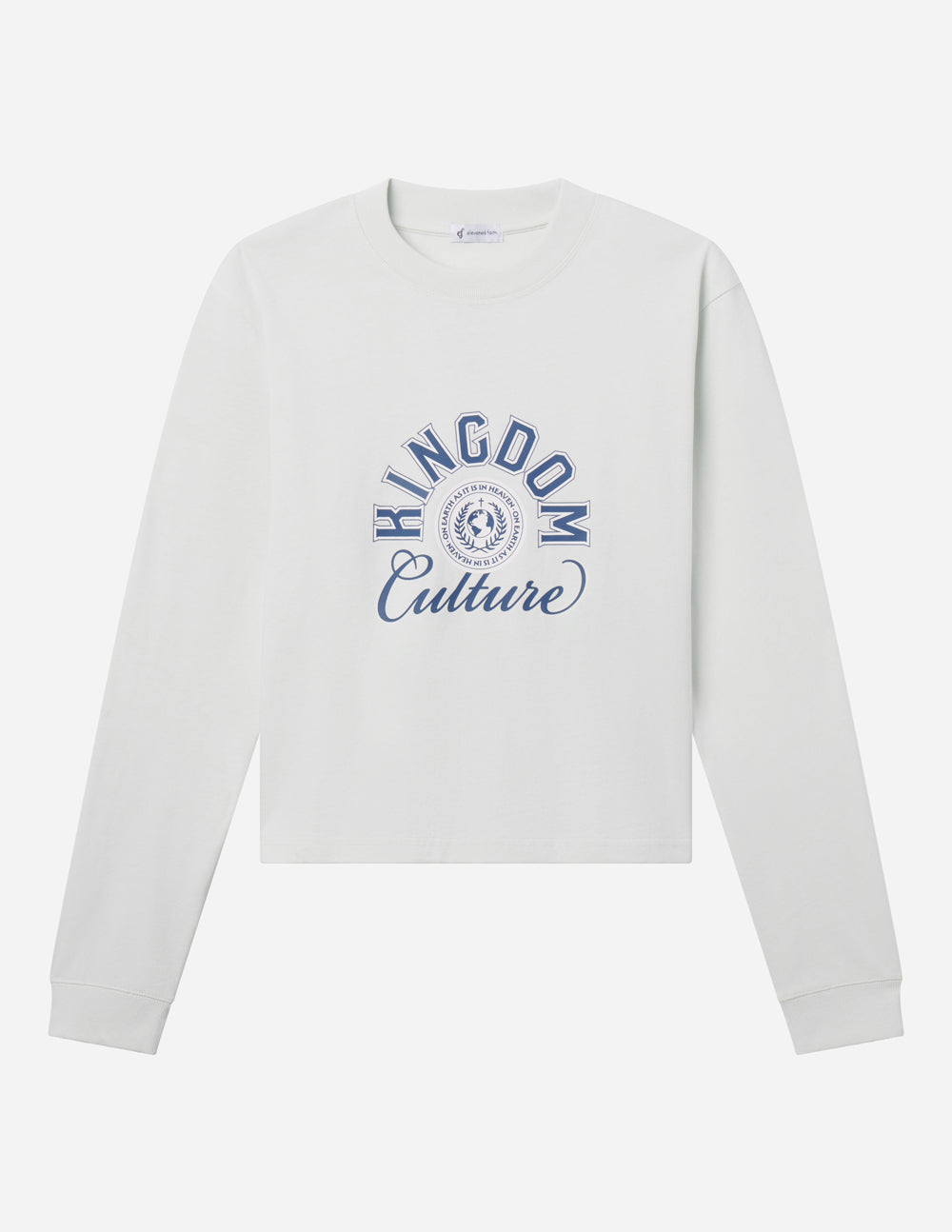 White long-sleeve heavyweight tee with Kingdom Culture chest graphic