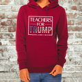 Red pullover hoodie with front graphic and drawstring hood