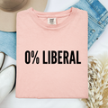 Pink cotton crew-neck T-shirt with '0% LIBERAL' print