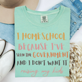Seafoam 100% cotton T-shirt with colorful 'Homeschool' slogan front print