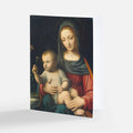 Madonna and Child art print with Mary holding baby and carnation