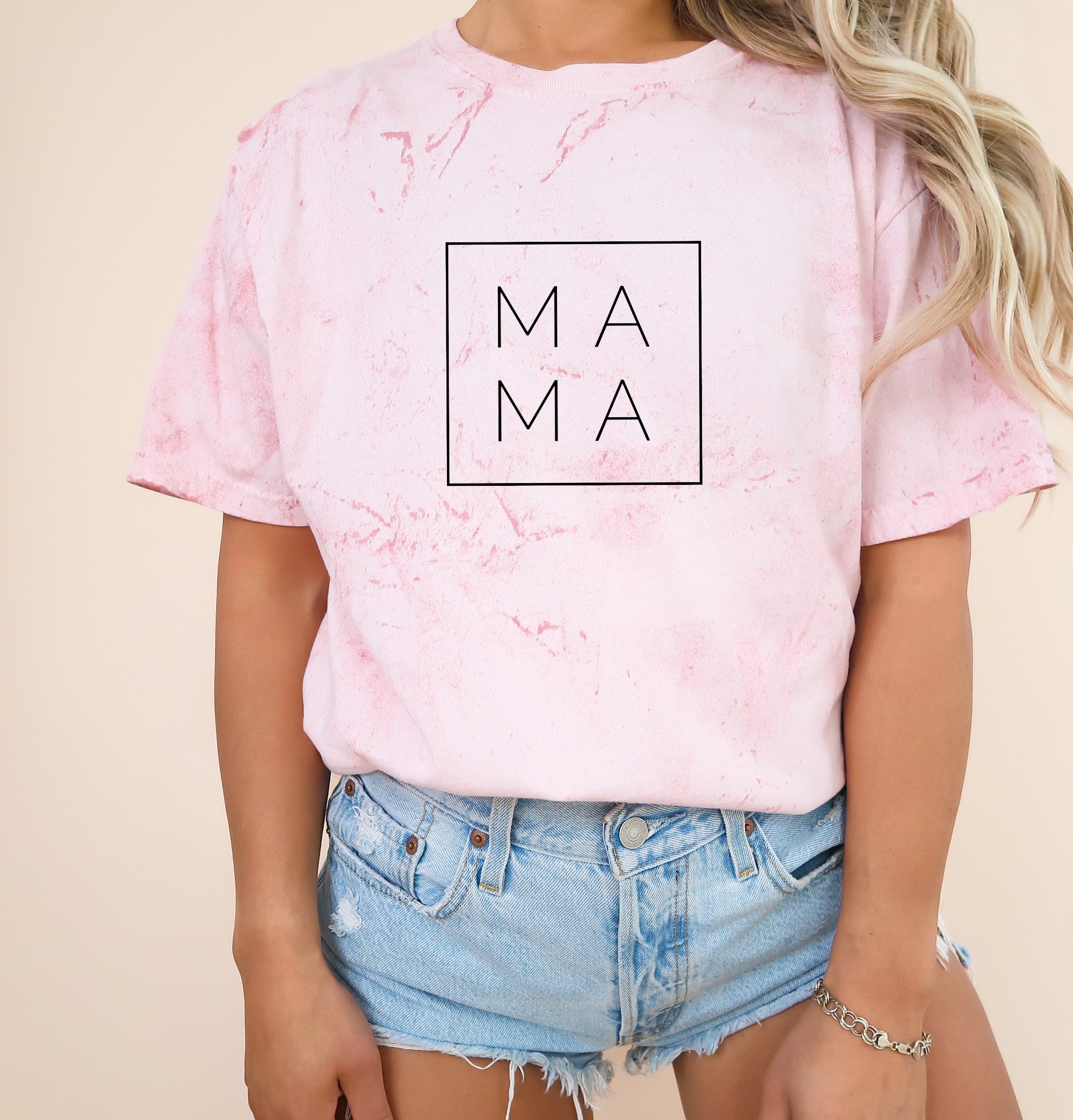 Blossom boxy T-shirt with outlined 'MA' square logo