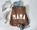 Espresso MAMA crewneck sweatshirt with long sleeves and white front lettering