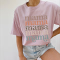 Leopard graphic mama T-shirt, light pink short-sleeve tee with front text design