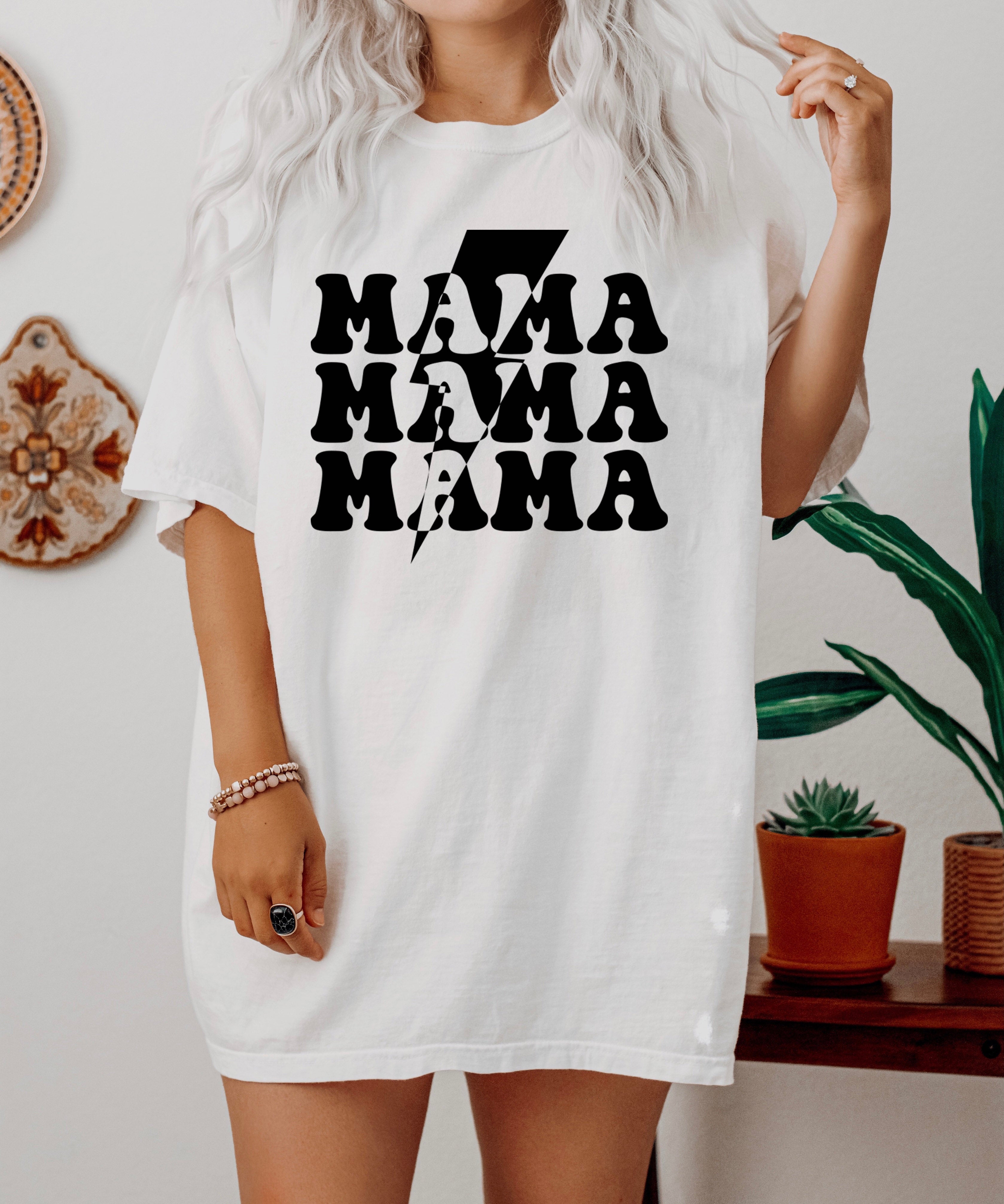 Mama T-shirt, white with black 'MAMA' graphic