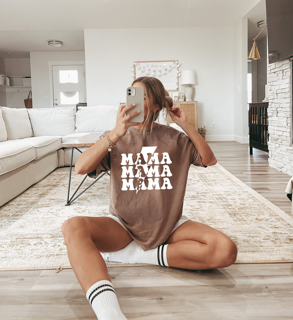 Mama T-shirt, dusty rose with white 'MAMA' graphic