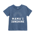 Blue baby T-shirt with 'MAMA'S SUNSHINE' and sunburst graphic on front
