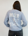 Maranatha unisex tee, light blue back graphic and 'COME LORD JESUS' text