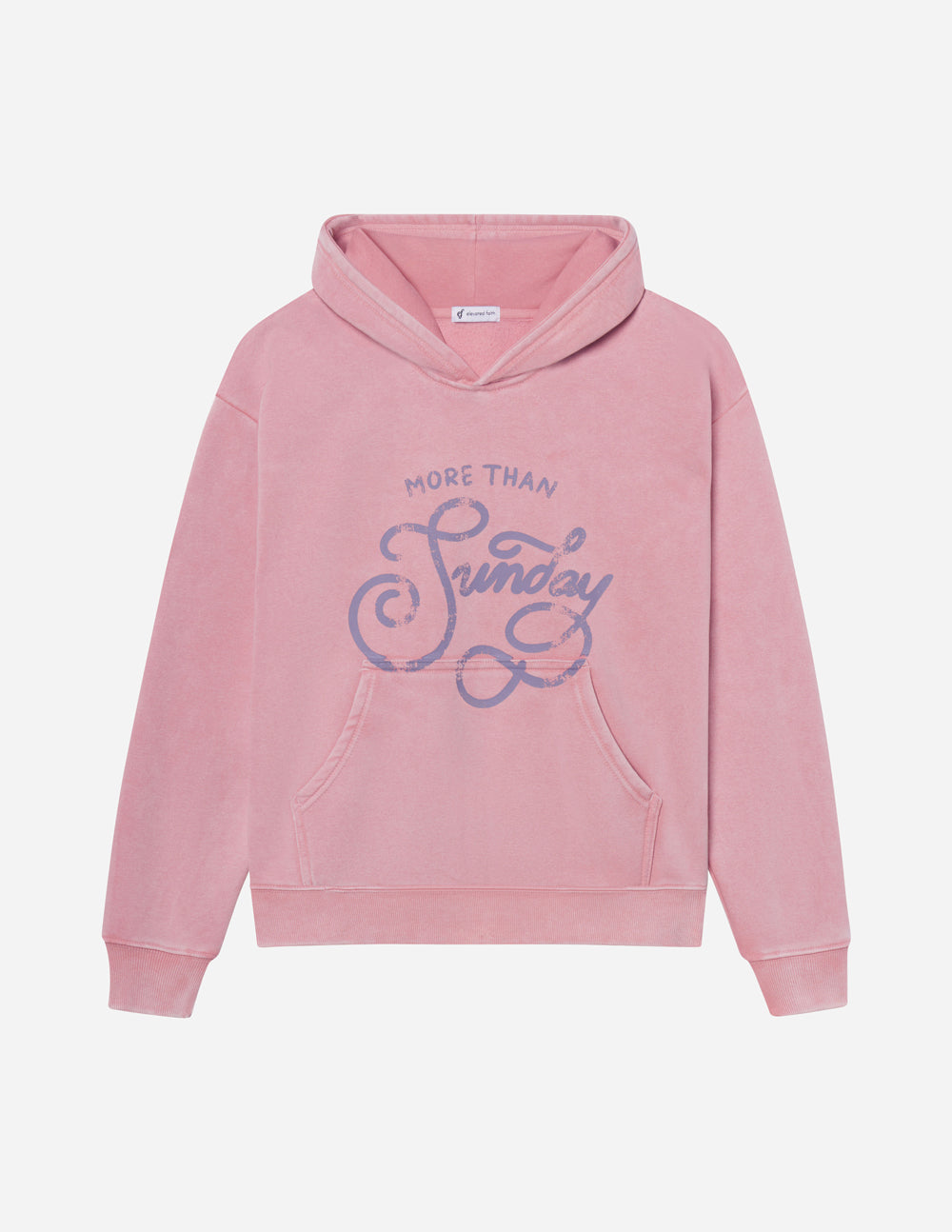 Unisex pink hoodie with hood, front graphic and kangaroo pocket detail