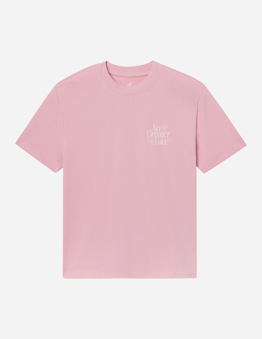 Unisex pink T-shirt, short-sleeve top with small bow and text graphic.
