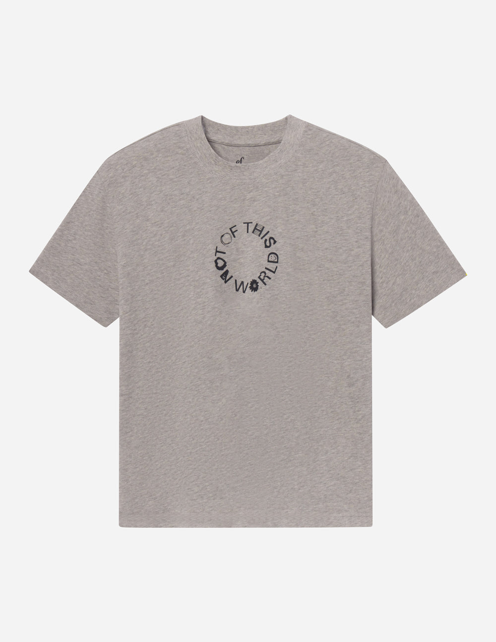 Heather gray unisex graphic T-shirt with crew neck and front text print