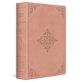 Blush rose imitation leather study Bible with fleur-de-lis ornament and decorative border