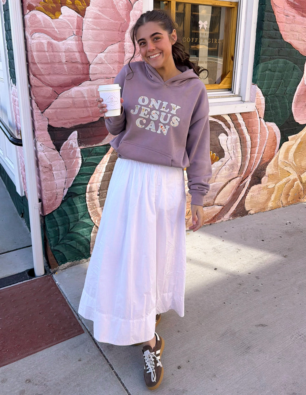 Lavender unisex hoodie with "ONLY JESUS CAN" logo and kangaroo pocket