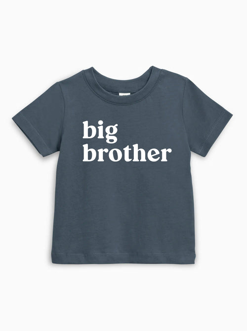 Kids organic cotton T-shirt, dark blue, "big brother" front print