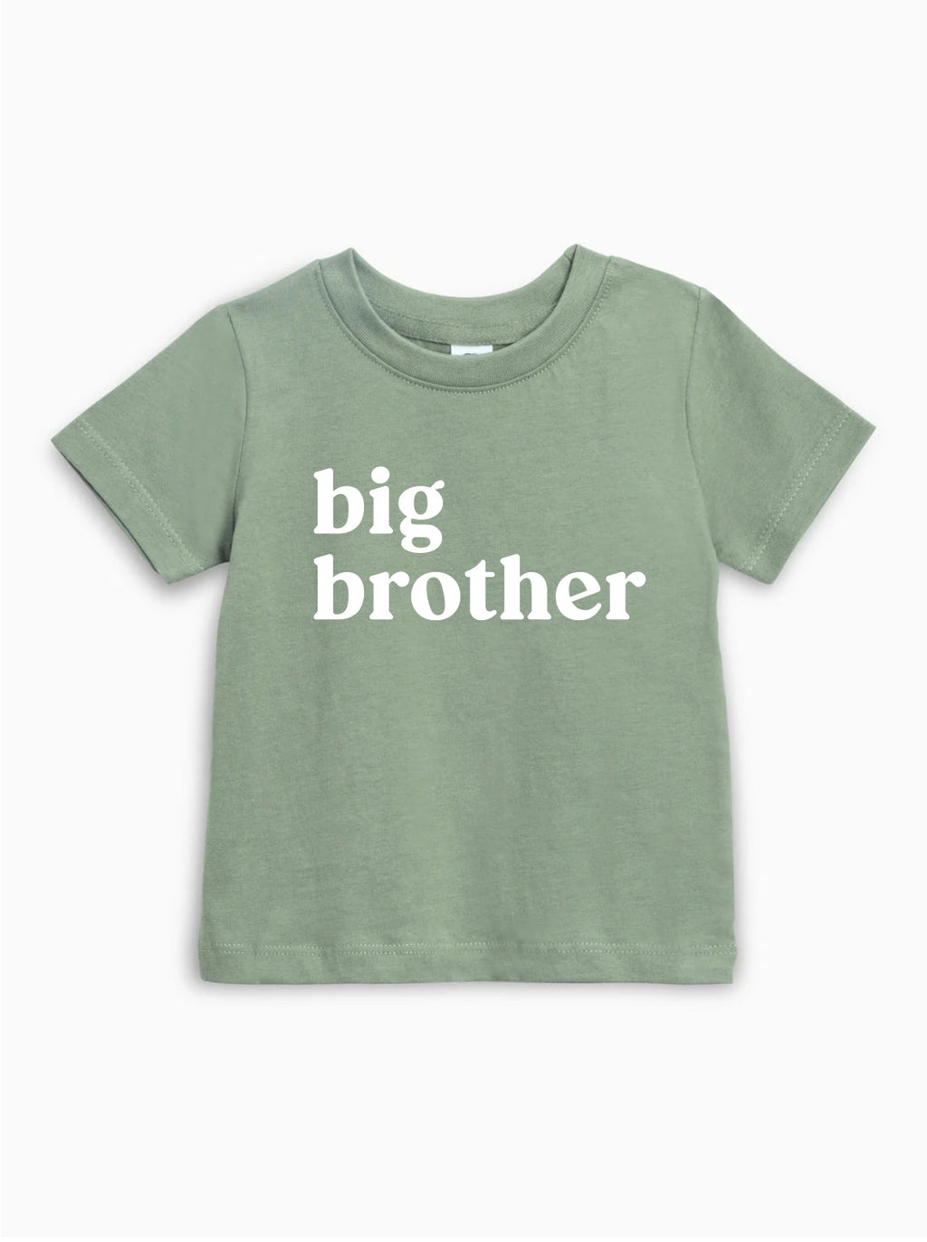 Kids organic cotton T-shirt, sage green, "big brother" front print
