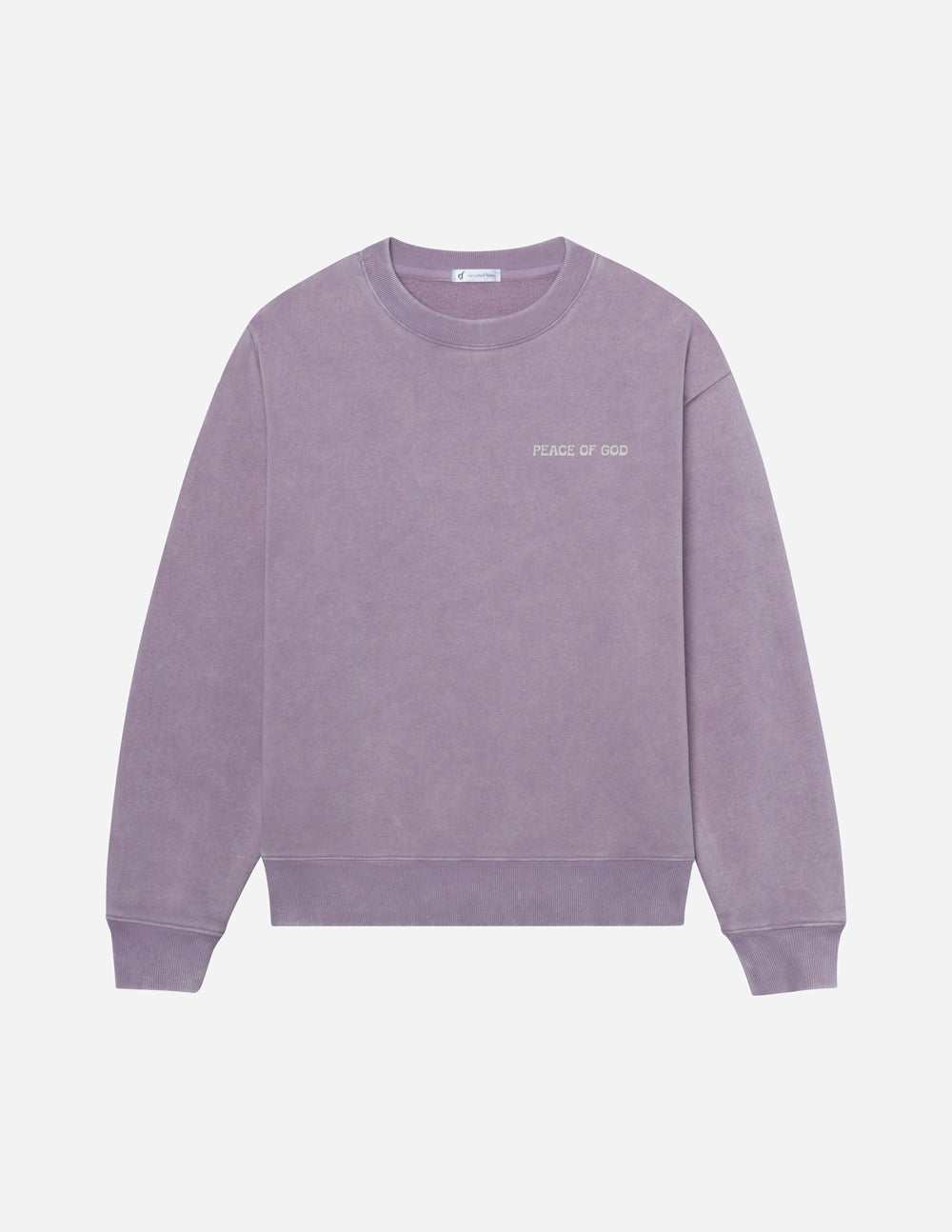 Lavender unisex crewneck sweatshirt, front view, minimal chest text