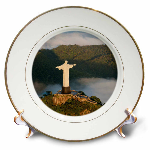 Porcelain decorative plate with Jesus statue on Corcovado mountain artwork