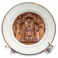 Porcelain plate with gold rim and carved relief of Mary and Jesus