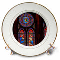 Porcelain plate with white and gold rim, featuring stained-glass angels and Jesus.