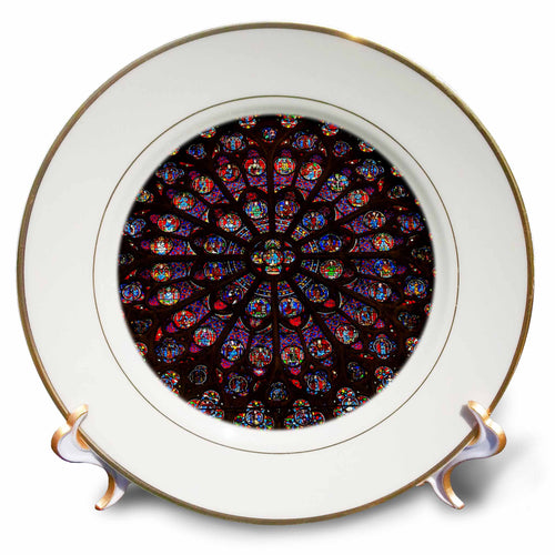 Porcelain plate with stained-glass religious window artwork