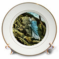 Porcelain decorative plate with Jesus standing among rocks in the wilderness