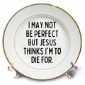 Porcelain plate with Bible verse text, gold rim and small gold accents on edges