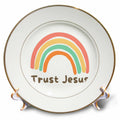 Porcelain plate with rainbow graphic and text 'Trust Jesus'