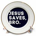 Porcelain decorative plate with circular text "JESUS SAVES, BRO."
