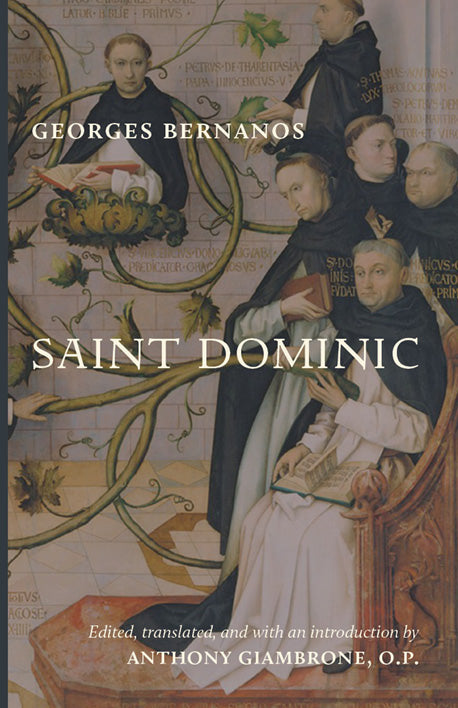 Saint Dominic book cover with illustrated figures and large title text