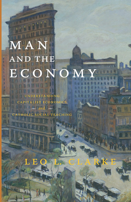 Economics book cover with city illustration, title text and author name