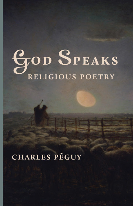 Religious poetry book cover with title God Speaks and Charles Peguy
