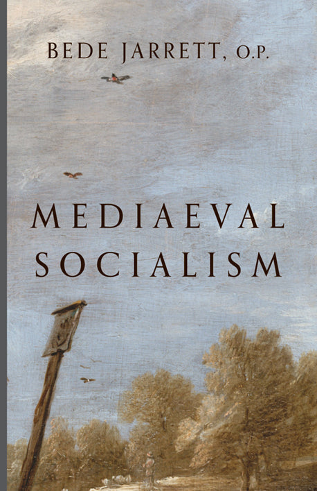 Paperback book cover titled Mediaeval Socialism with landscape and birds