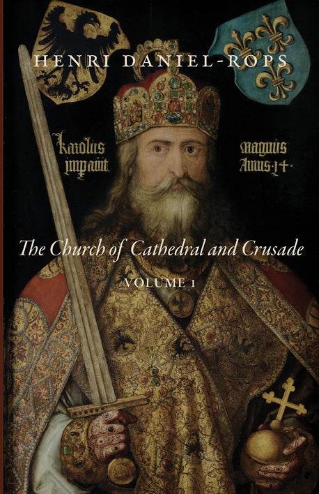 Book volume 1 cover with ornate portrait illustration, Henri Daniel-Rops