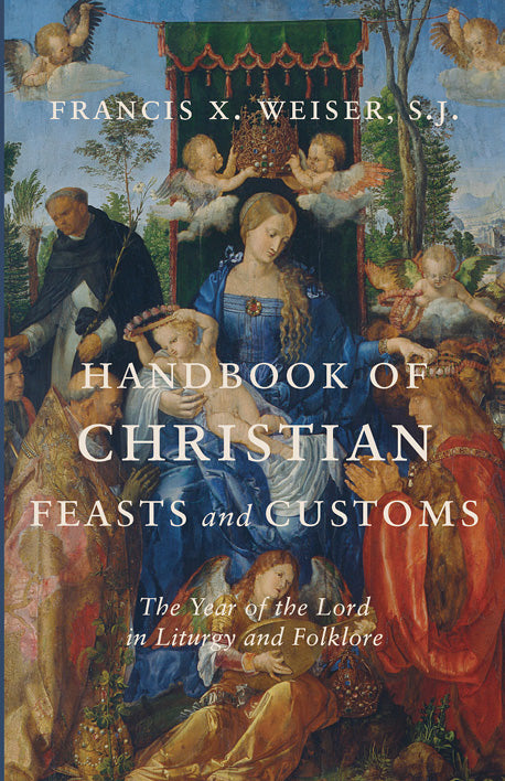 Christian feasts and customs book cover with ornate religious scene and title text