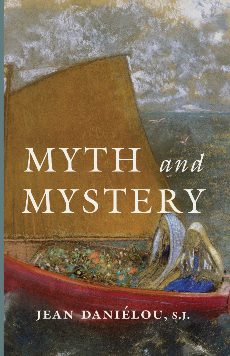 Myth and Mystery book cover with painted abstract figures and title text
