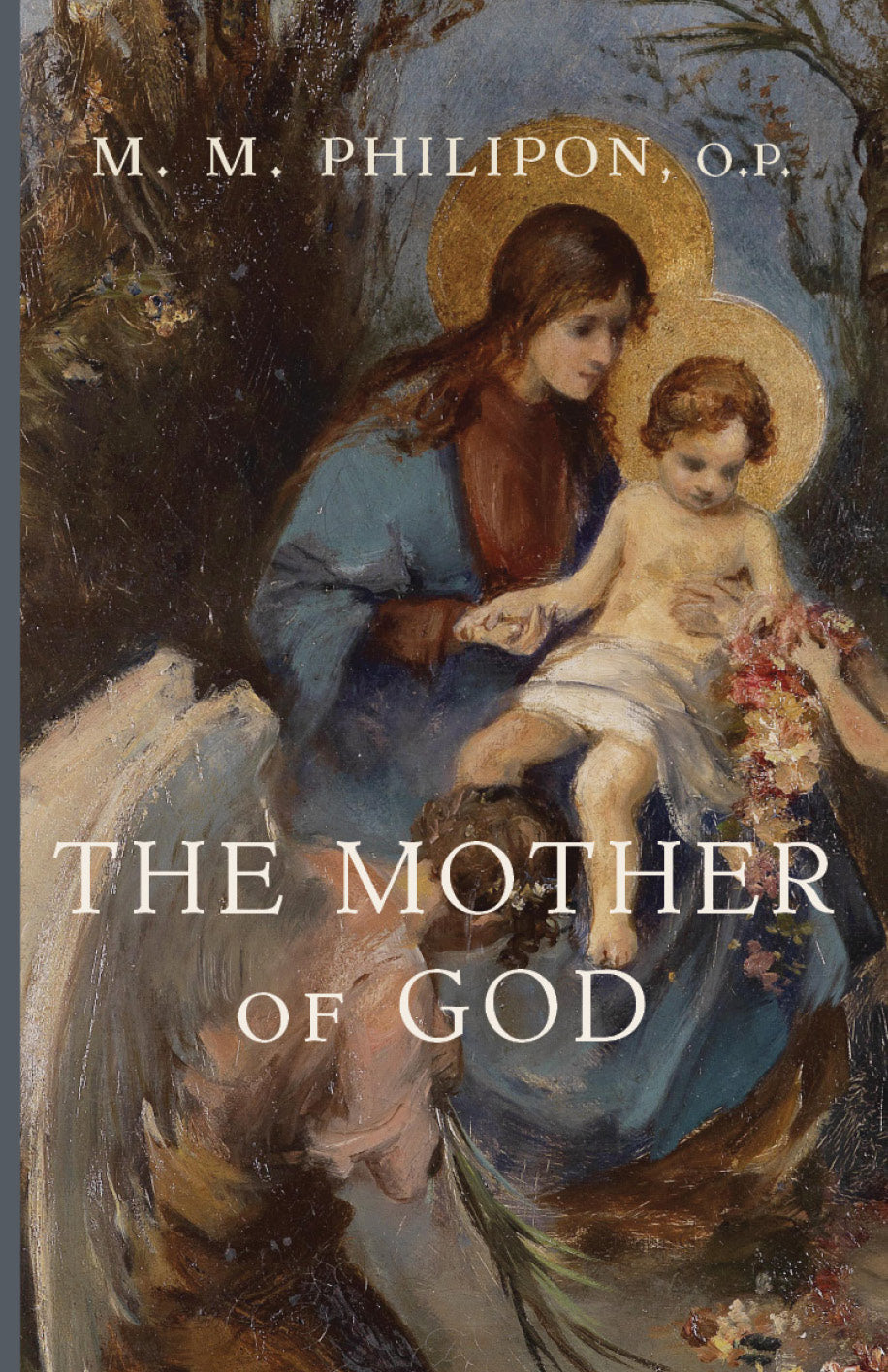 Religious book cover featuring Virgin Mary holding baby Jesus