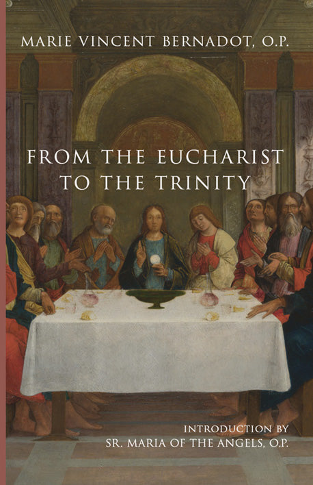 Religious book titled From the Eucharist to the Trinity, illustrated last-supper cover