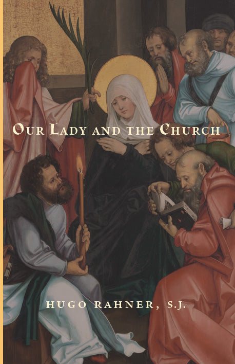 Religious book cover with title text and painted saints scene