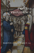 Book cover with illustrated figures in blue and red robes, Pain and Providence