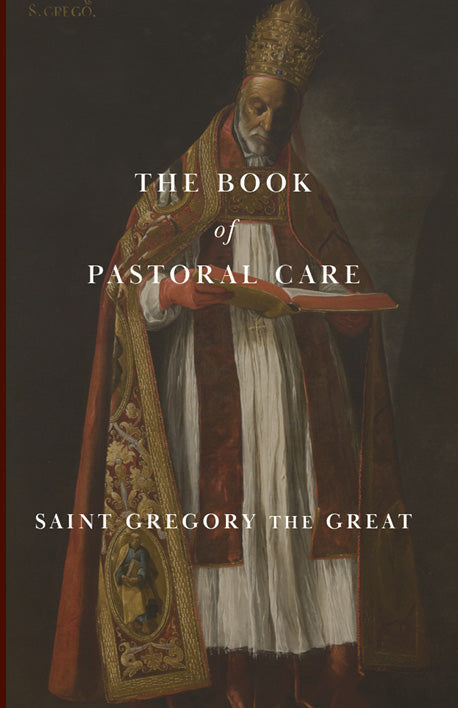 Pastoral care book cover with saint portrait and gold title lettering