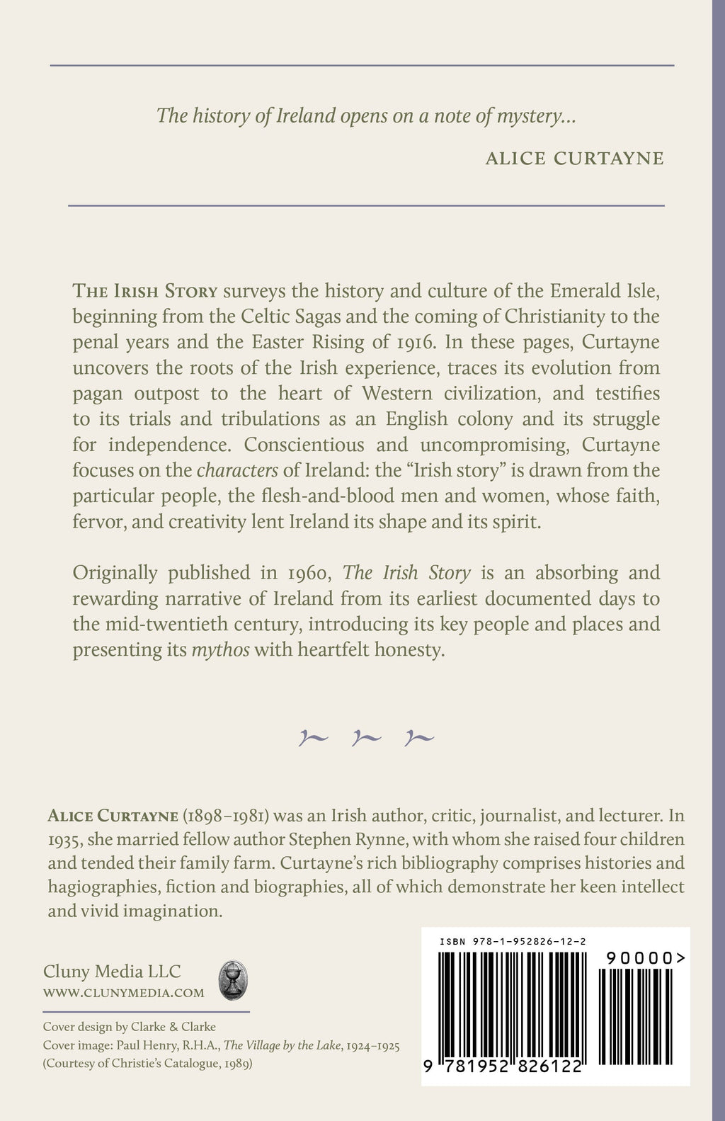 The Irish Story book back cover with summary text and barcode
